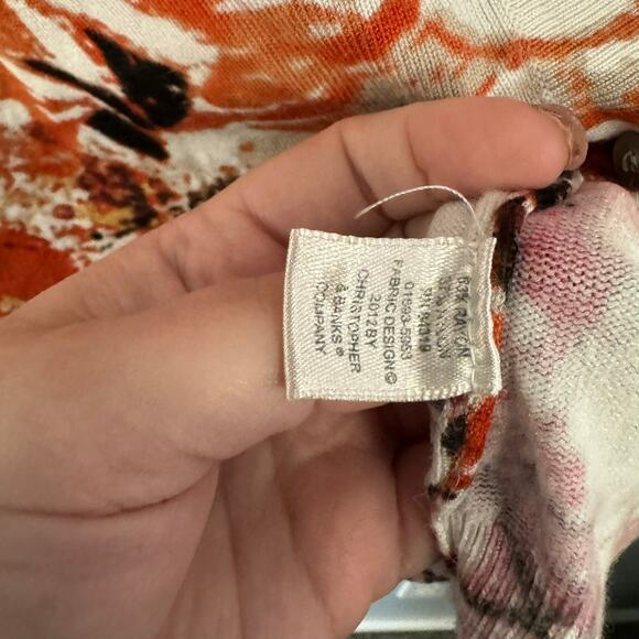 Christopher & Banks Button Down Cardigan Sweater Size Large Orange Brown White - Picture 4 of 7